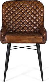 Stara brązowa skórzana leżanka z rembourré dossier