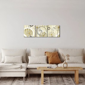 Abstrakcyjny obraz z dmuchawcami (z zegarem) (90x30 cm)