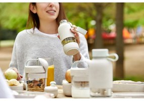 Kremowa podróżna szklana butelka 500 ml To Go Organic – Lékué