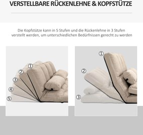 HOMCOM Sofa i Łóżko 2 w 1, Regulowane Oparcie, 102 x 73 x 60 cm, Beżowa