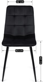 Zestaw Stół Kwadratowy Rozkładany MAX 80-160 cm Dąb Craft/Czarny i 6 Krzeseł PERU Czarnych Welurowych