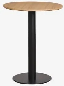 Okrągły Barowy Stół Z Mdf Xiren Ø60 Cm & Naturalny Brąz Drewna - Czarny - Sklum