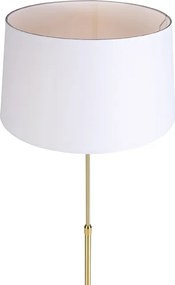 Inteligentna lampa podłogowa złota z abażurem lnianym białym 45 cm z WiFi A60 - Parte