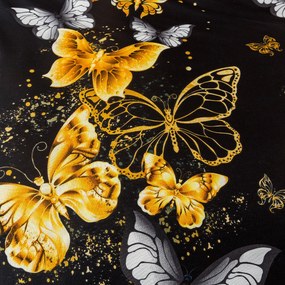 Poszewka na poduszkę z mikrofibry GOLD BUTTERFLY 70x90 cm, czarna