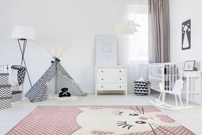 Dywan dziecięcy 3D Kotek kremowo- rózowy 80 cm x 150 cm