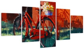 Obraz czerwonego koła, malowanie akrylowe (125x70 cm)