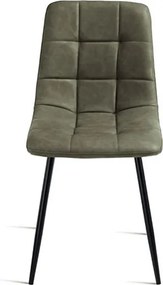 Komplet 4 nowoczesnych krzeseł w kolorze oliwkowym "Siviglia" z metalową ramą malowaną na kolor miękki w dotyku, z efektem eko-skóry
