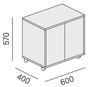 Komoda mobilna LAYERS, krótka, 600 x 400 x 575 mm, biała