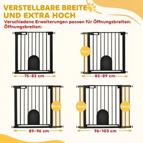 PawHut Bramka ochronna Drzwiowa bramka ochronna dla schodów Bramka dla psa Bariera ochronna dla zwierząt Stal | Aosom PL