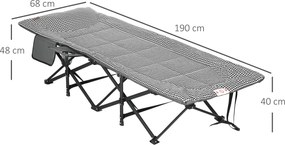 Outsunny Łóżko kempingowe z torbą i uchwytem na kubek Wygodny leżak na camping Czarny | Aosom PL