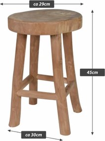 Stołek z litego teaku Divero, ręcznie wykonany, uniwersalny