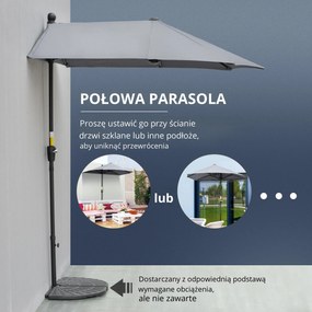 Outsunny 2 x 2 m półokrągły parasol wodoodporny do ogrodu ciemnoszary