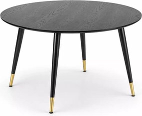 Stół okrągły ombriano 120 cm MDF lakierowany w kolorze czarnym złote detale do jadalni