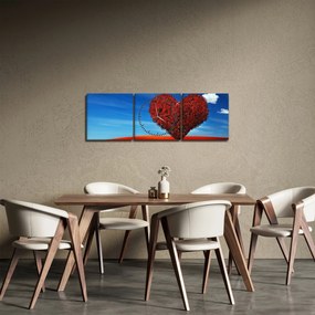 Obraz - Serce z drzewa (z zegarem) (90x30 cm)