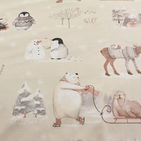 Beżowa pościel dwuosobowa z mikropluszu 230x220 cm Winter Friends – Catherine Lansfield