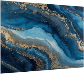 Obraz na szkle - Niebieska marmurowa abstrakcja (70x50 cm)