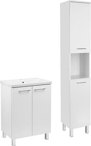Biały Zestaw do Łazienki Stojący 60cm Szafka z Umywalką Słupek
