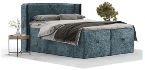 Niebieskie łóżko boxspring ze schowkiem 160x200 cm Passion – Maison de Rêve