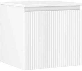 Mexen Rivel szafka łazienkowa podumywalkowa 50 cm z blatem, 1 szuflada, ryflowana , biała mat - 91A20-05047-1-BFC01