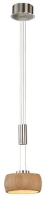 Lampa wisząca LED w kolorze srebra ze ściemniaczem i drewnianym kloszem ø 21 cm Shine-wood – Fischer &amp; Honsel