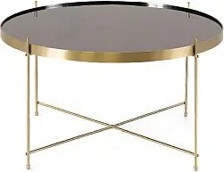Marissa - Stolik kawowy (70 x 70 x 40h) ze szkła hartowanego i mosiądzu
