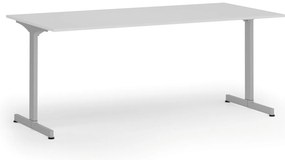 Biurko PRIMO BETA, 180x90 cm, szara podstawa, biały