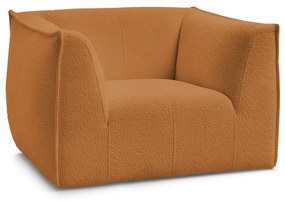 Musztardowy fotel z materiału bouclé Giorgia – Bobochic Paris
