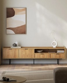 Długa szafka RTV na nóżkach 200 cm hikora naturalna C5-G98