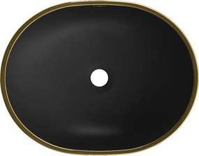 Mexen Viki umywalka nablatowa 48 x 35 cm, czarna mat/złota rant - 21054875
