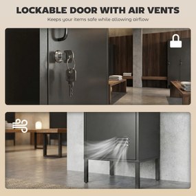 HOMCOM Metalowa szafka z zamykaną drzwiami i drążkiem na ubrania, pojedyncza stalowa szafka do domu lub biura, czarna | Aosom PL