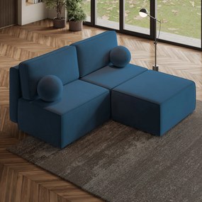 Masseno Narożnik VARNA z funkcją spania i pojemnikiem na pościel Narozniki L, Rozkładana sofa - Niebieski, MONOLITH 77