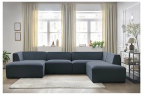 Ciemnoniebieski narożnik modułowy (prawostronny/w kształcie litery U) Megeve – Bobochic Paris