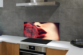 Panel nad Blat Kuchenny Kobieta z Różą w Ustach