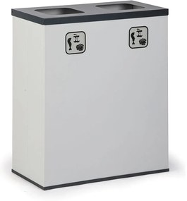 Wewnętrzny kosz do segregacji śmieci, 2x 70 l, uchwyt na worek, szary/czarny