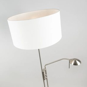 Lampa podłogowa ze stali i biała z regulowanym ramieniem do czytania - Luxor