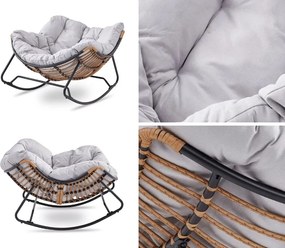 Bujany fotel ogrodowy z poduszką Elton, szary