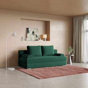 Masseno Sofa ASPERO z funkcją spania i pojemnikiem na pościel, Rozkładana sofa - Butelkowa zieleń, KRONOS 19