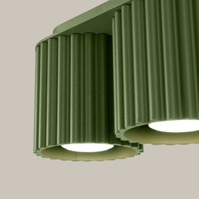 Plafon dwupunktowy AURA 2 zielony oliwkowy GU10 ryflowany SOLLUX  LIGHTING