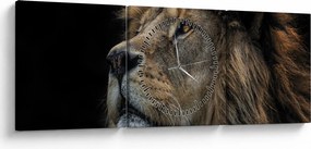 Obraz - Majestatyczny lew (z zegarem) (90x30 cm)
