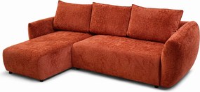 Stylowy narożnik rozkładany lewostronny ZEPHIRA 258x170 cm w tkaninie FLOW 9 pomarańczowej