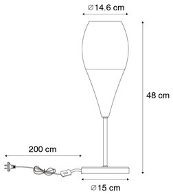 Nowoczesna lampa stołowa czarna z opalowym szkłem - Drop Nowoczesny Oswietlenie wewnetrzne