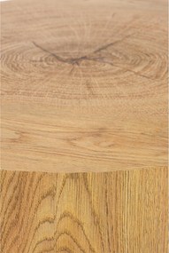 Stolik kawowy okrągły Liviano 45 cm z metalowymi nogami - dąb naturalny / czarny