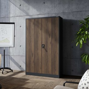 Szafa biurowa metalowa na dokumenty JAN II, Eco Design: antracyt/orzech