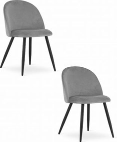 Krzesło Valora BELLO, jasnoszare, aksamitne, czarne, nogi, zestaw 2 szt.
