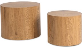 Zestaw Stolików Kawowych LEILA 43 cm/53 cm Dąb Naturalny Skandynawski Loft