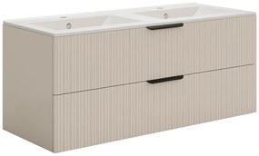Szafka łazienkowa wisząca  prążkowana - Kolor beżowy - 120 cm - DALIKO