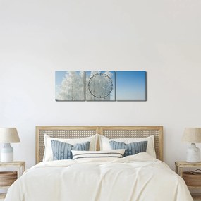 Obraz zaśnieżonego krajobrazu (z zegarem) (90x30 cm)