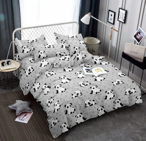 PrzytulneMieszkanie.pl PrzytulneMieszkanie.pl Pościel z mikrowłókna PANDA szare Rozmiar pościeli: 70 x 90 cm | 140 x 200 cm