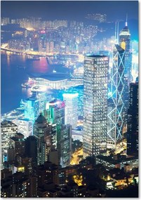 Foto obraz akryl pionowy Hong kong nocą