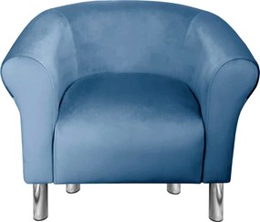 Fotel Milo tkanina Welur wygodny fotel tapicerowany do salonu i sypialni : Kolor nogi - Chrom, Kolor tkaniny - VELVET - MG33, Wysokość nogi - 15 cm